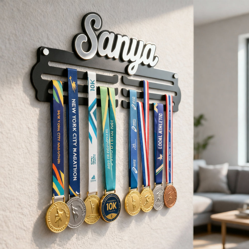 Personalized Medal Hanger with Name for Wall – Premium Medal Display Holder