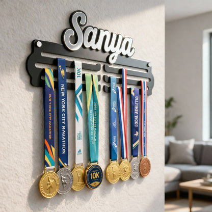 Personalized Medal Hanger with Name for Wall – Premium Medal Display Holder