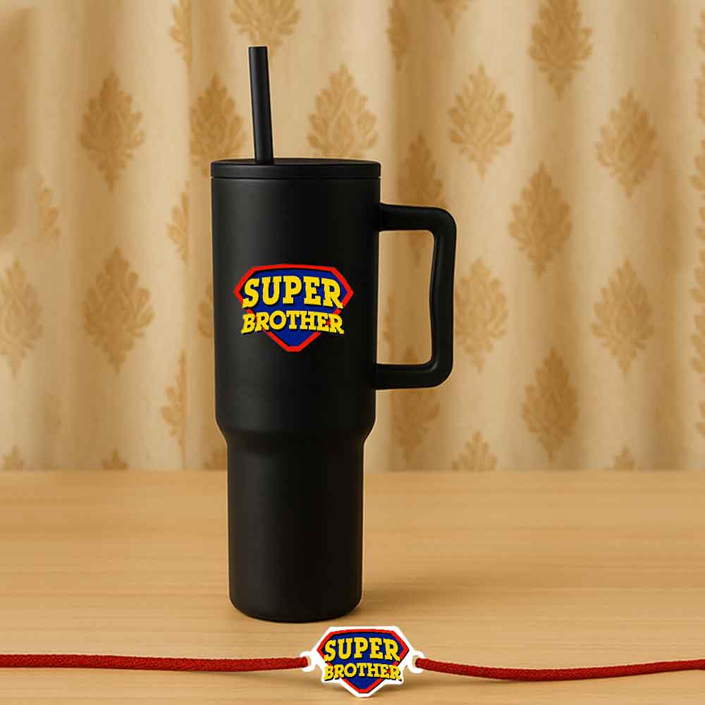 Super Brother Rakshabandhan Gift for Brother – Premium 1200ml Insulated Tumbler with Fun Rakhi