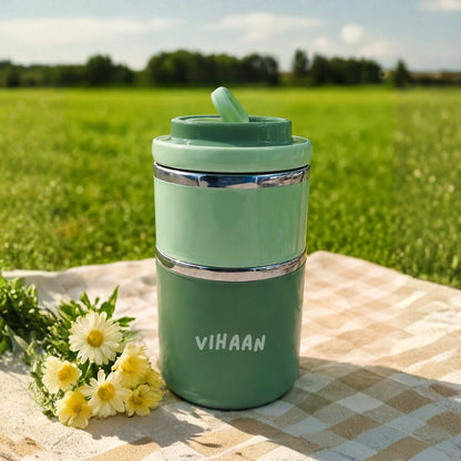 Customised Tiffin Box | 2-Layer Stainless Steel Lunch Box for Kids | BPA Free | Food Grade | Leakproof