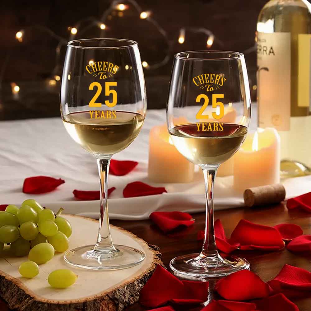 Personalized Wine Glasses Gift Set - Anniversary Gifts for Couples - Cheers