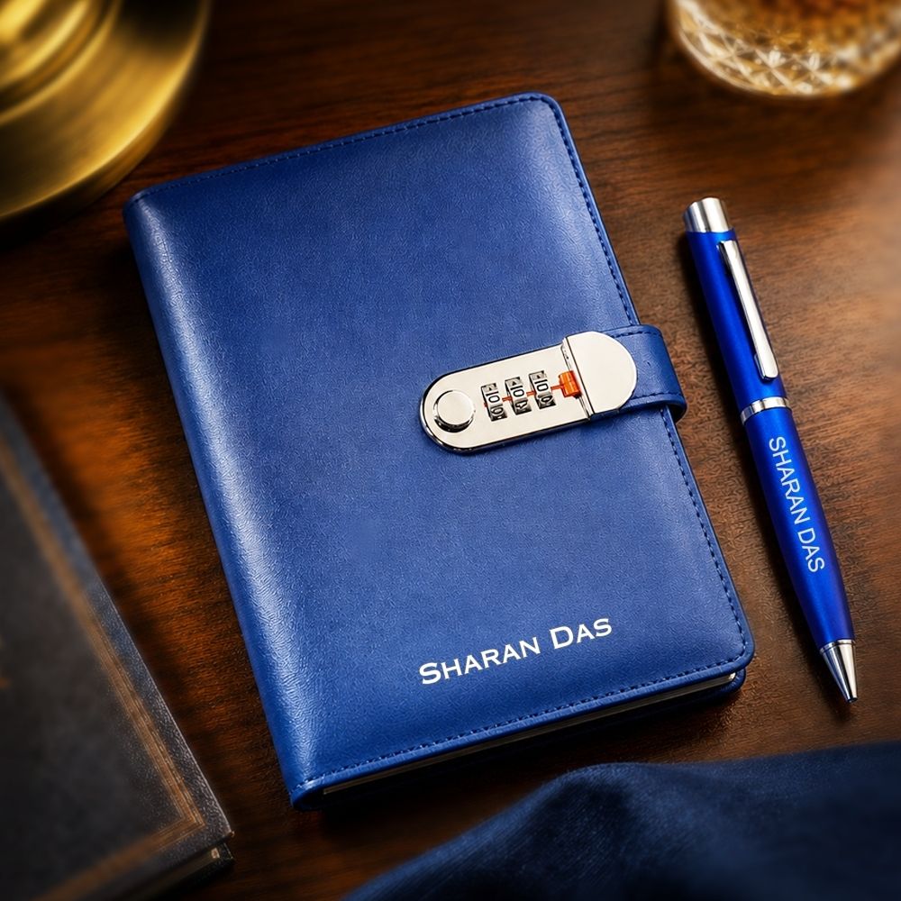 Nutcase Lock Personal Diary with Logo and Name-Combination Lock Faux Leather Diary