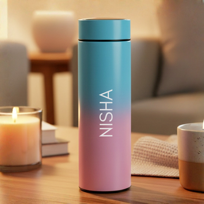 Personalised Thermos Flask with Temperature Display- 500ml Insulated Bottle