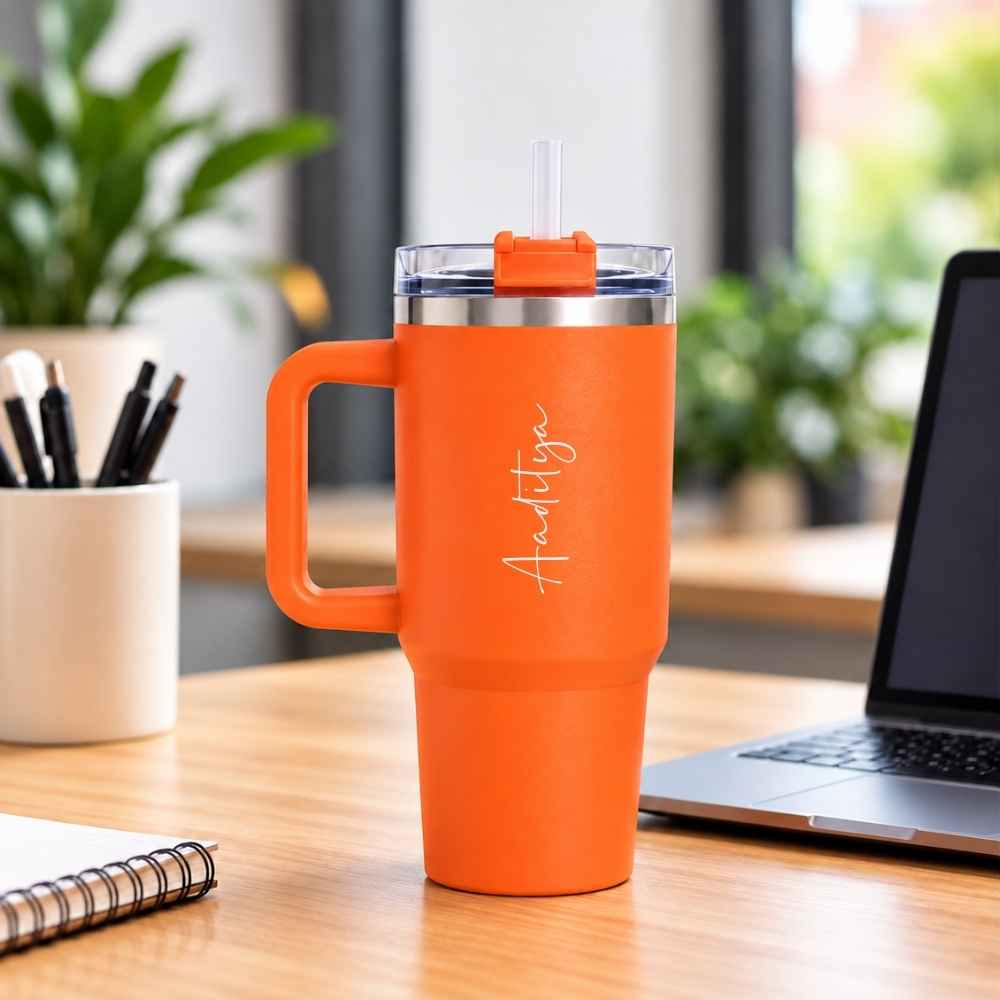 Personalized 1200ml Tumbler Large Insulated Travel Mug-Stainless Steel Vacuum Cups with Handle, Straw Lid