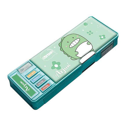 Nutcase Pencil Box with Name Switch Operated Multi-functional Compass Box for Kids with Press buttons