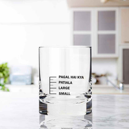 Whiskey Glasses Liquor Glass-  Anniversary Birthday Gift Funny Gifts for Husband Bf - SMALL LARGE PATIYALA PAGAL HAI KYA