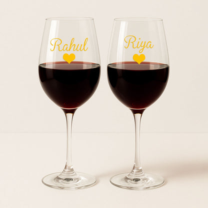 Personalized Wine Glasses Gift Set Of 2 Anniversary Gifts for Couples - Add Name