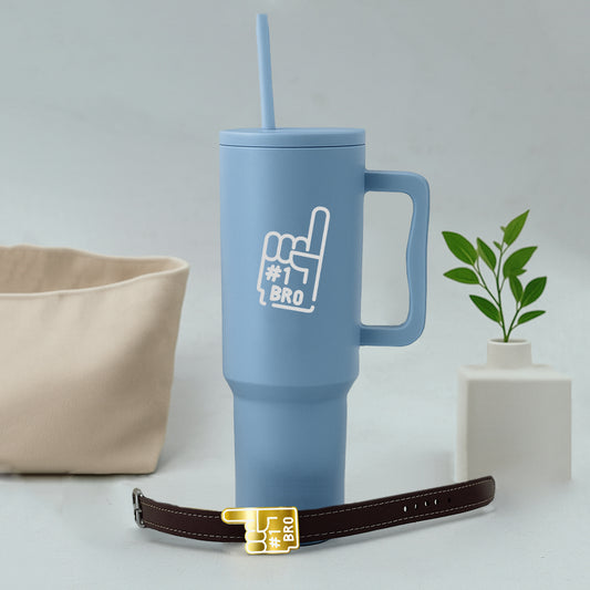 Personalized Rakhi Gift for Brother – 1200ml Insulated Tumbler with Acrylic Rakhi