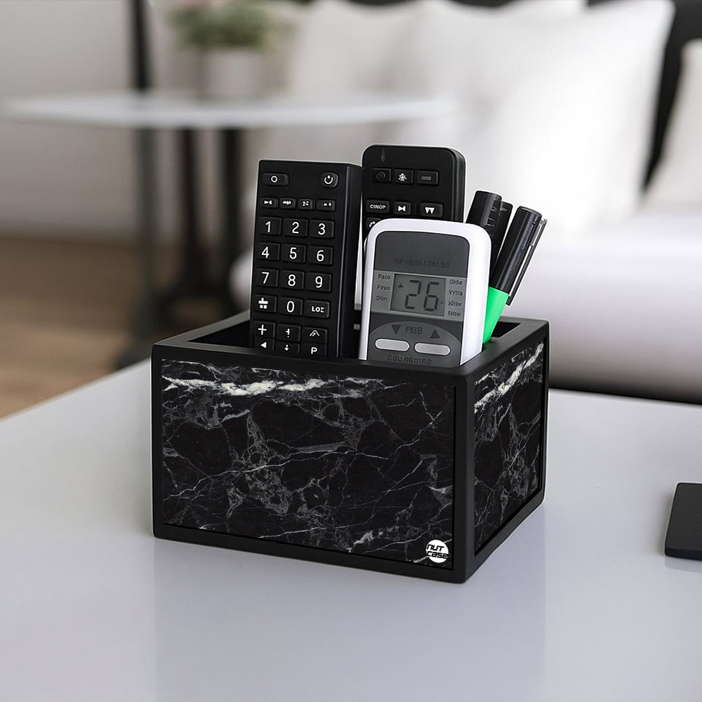 Black Remote Control Holder For TV / AC Remotes -  Marble Black