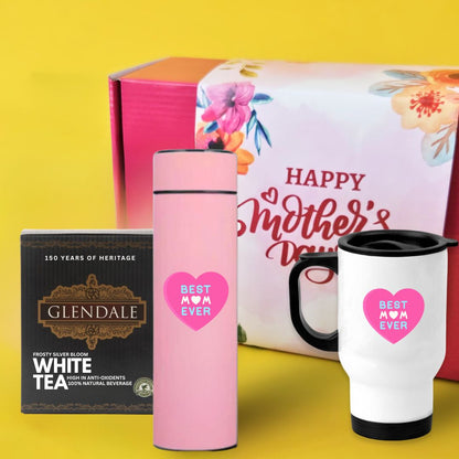 Premium Tea Gift Set for Mom-Mother's Day White Tea Gift Set with Silver Tips Tea (50g), Infusing Flask & Cup