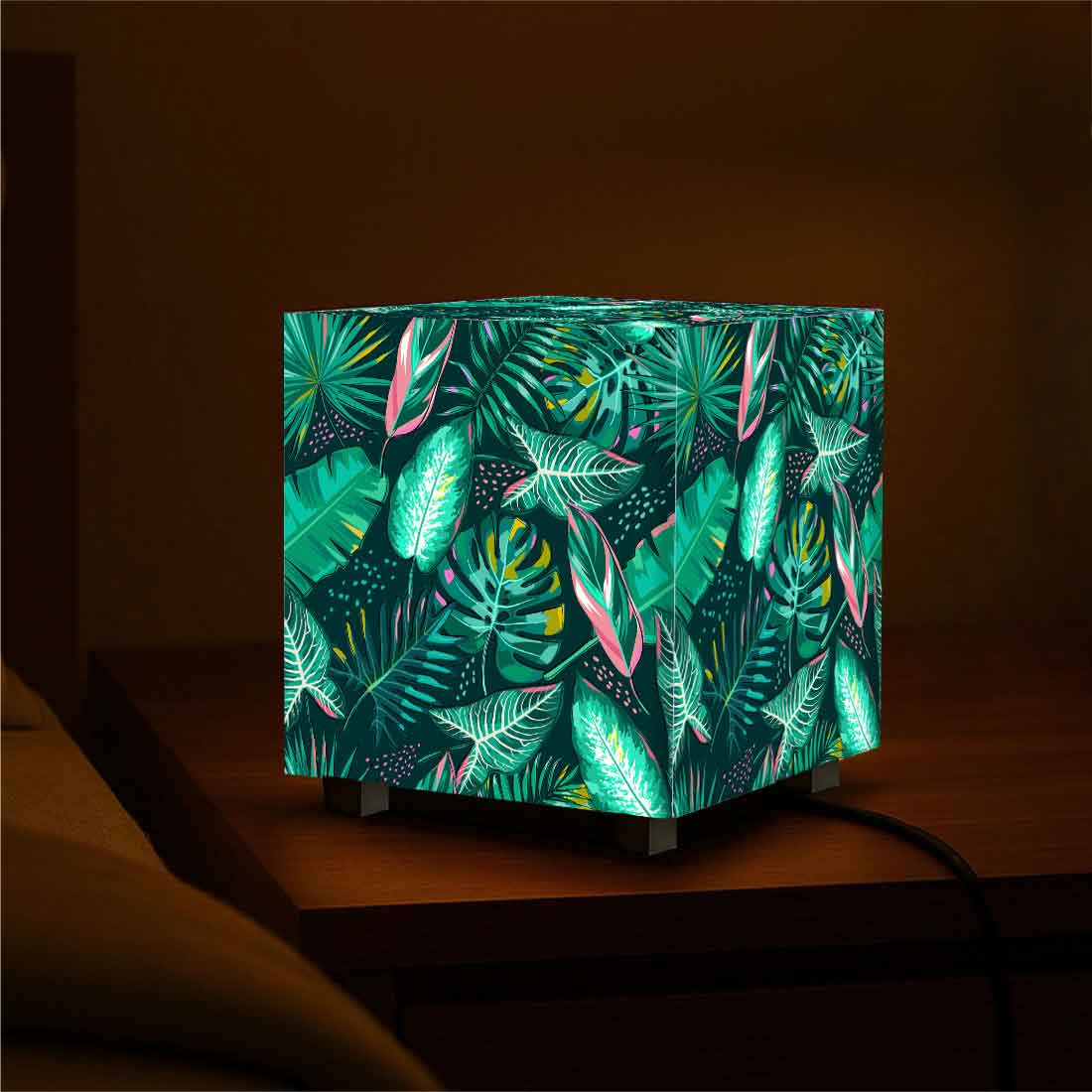 Nutcase Designer LED Lamp for Bedroom– Compact Cube Light for Home - Tropical