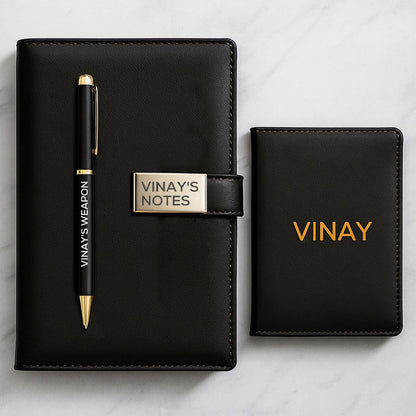 Custom Gift Set with Personalized Diary Pen and Passport Cover Sleeve