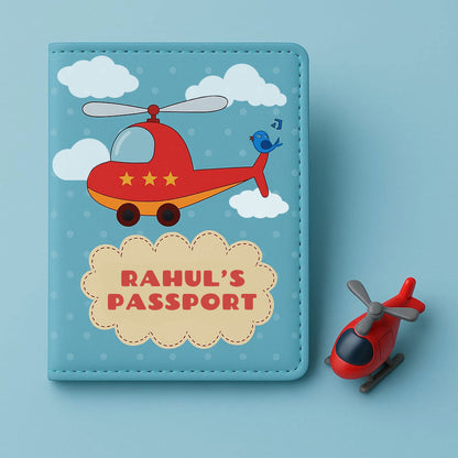 Customized Passport Cover for Kids  -Cute Helicopter