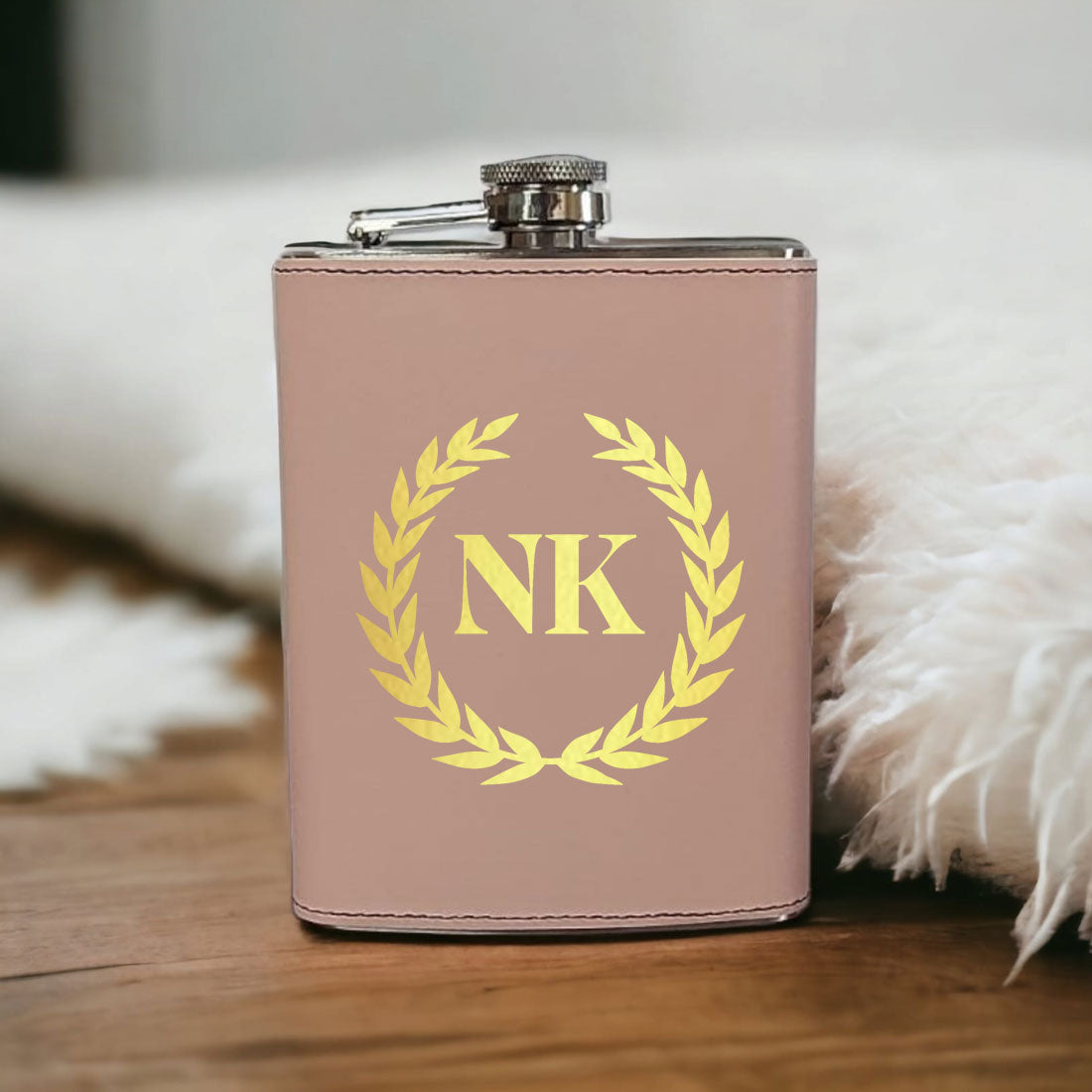 PU Leather Hip Flask With Name