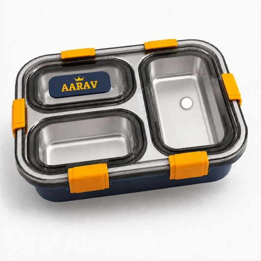 Personalized Kids Stainless Steel Lunch Box – 3-Compartment Leak-Proof