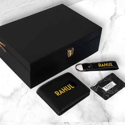 Custom Gift Boxes for Men with Personalized Wallet Keychain and NFC Card