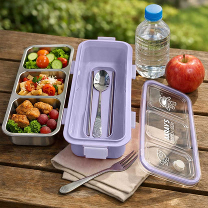Personalized Insulated Tiffin Box Stainless Steel 3 Compartment Leak-Proof Lunch Box