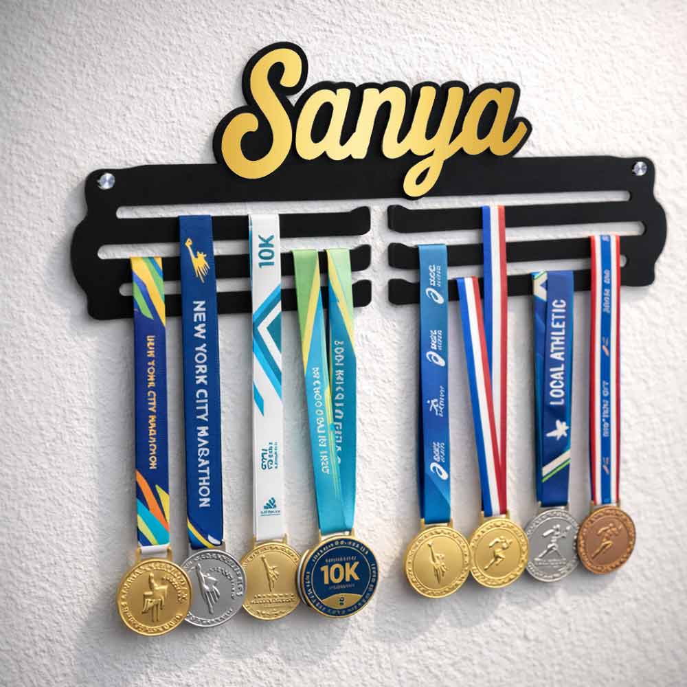 Personalized Medal Hanger with Name for Wall – Premium Medal Display Holder