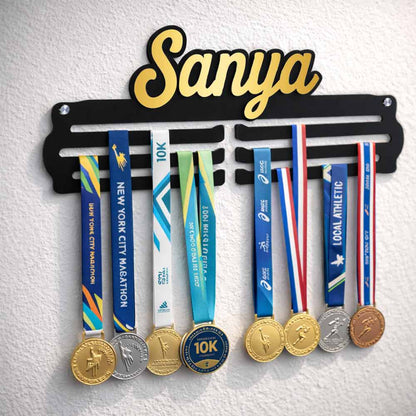 Personalized Medal Hanger with Name for Wall – Premium Medal Display Holder