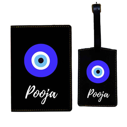 Personalized Travelling Pouch, Passport Cover & Luggage Tag with Evil Eye Design