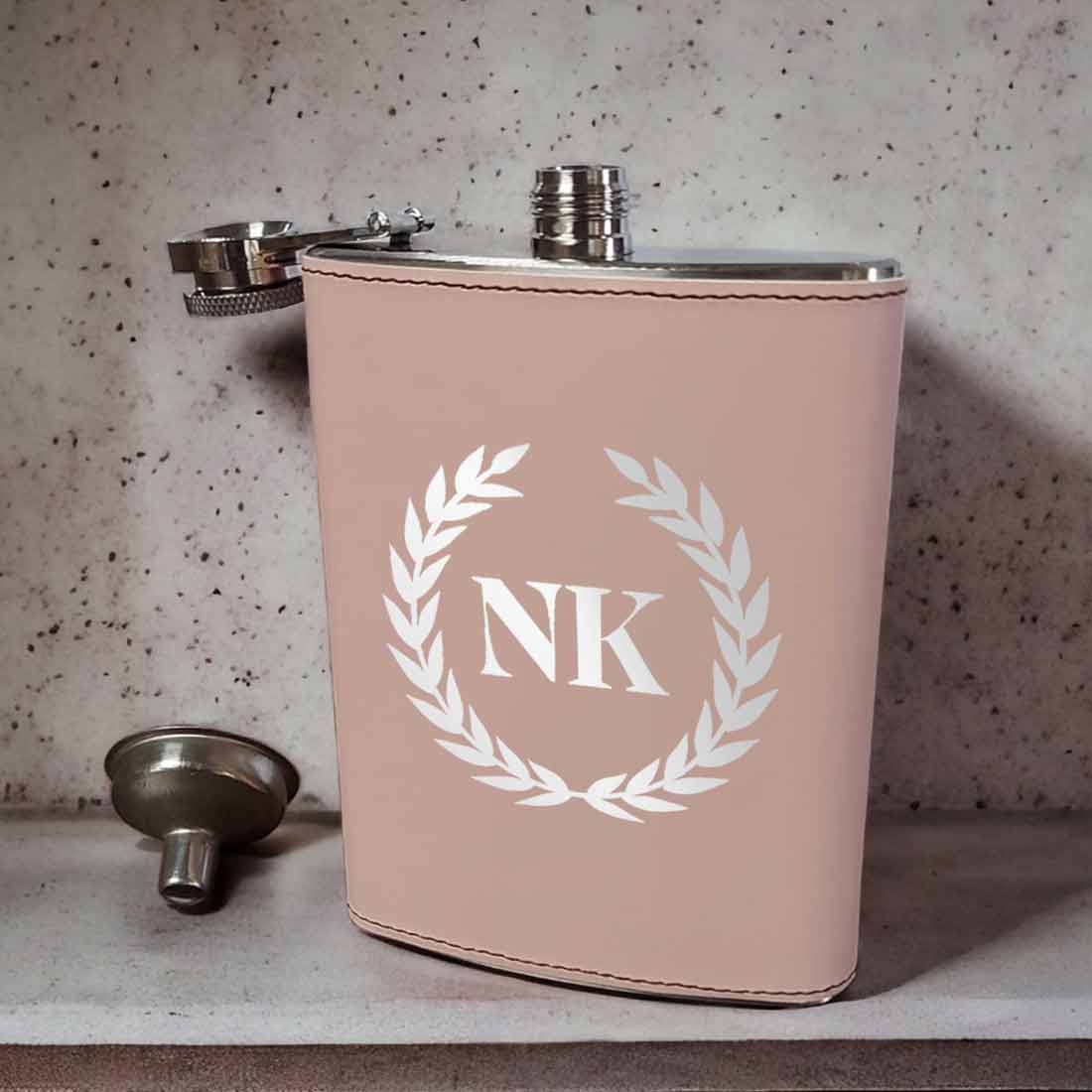 PU Leather Hip Flask With Name