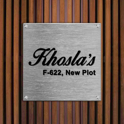 Personalised Name Plate for Home - Square Metal Name Board for House Office Flats Entrance