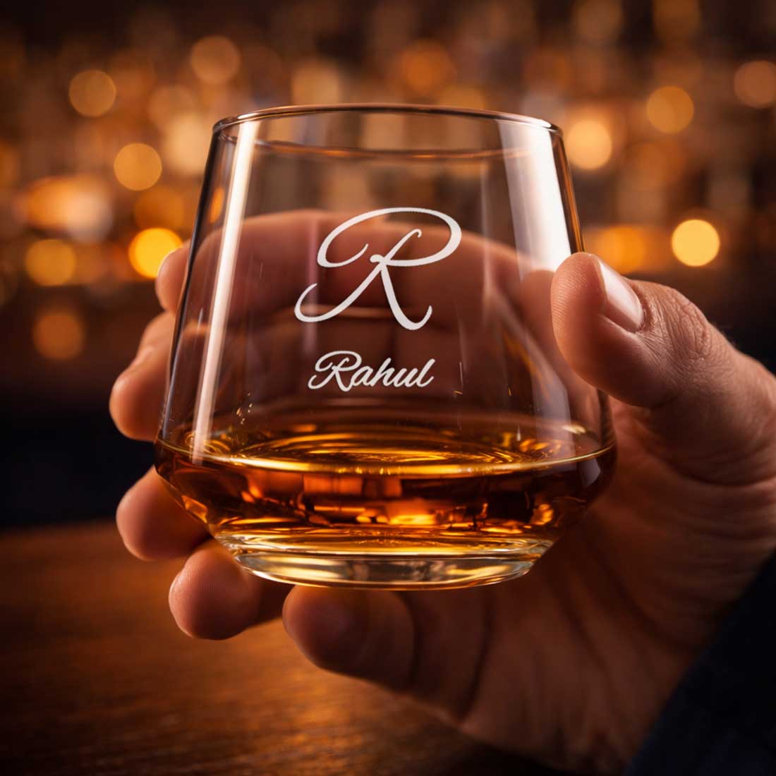 Nutcase Personalized Hexagon Whiskey Glass - Custom Engraved Modern Scotch Glass & Luxury Gift for Men