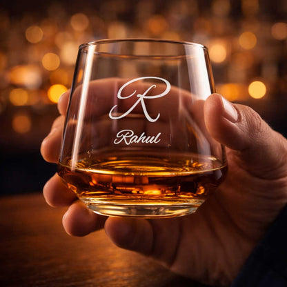 Nutcase Personalized Hexagon Whiskey Glass - Custom Engraved Modern Scotch Glass & Luxury Gift for Men