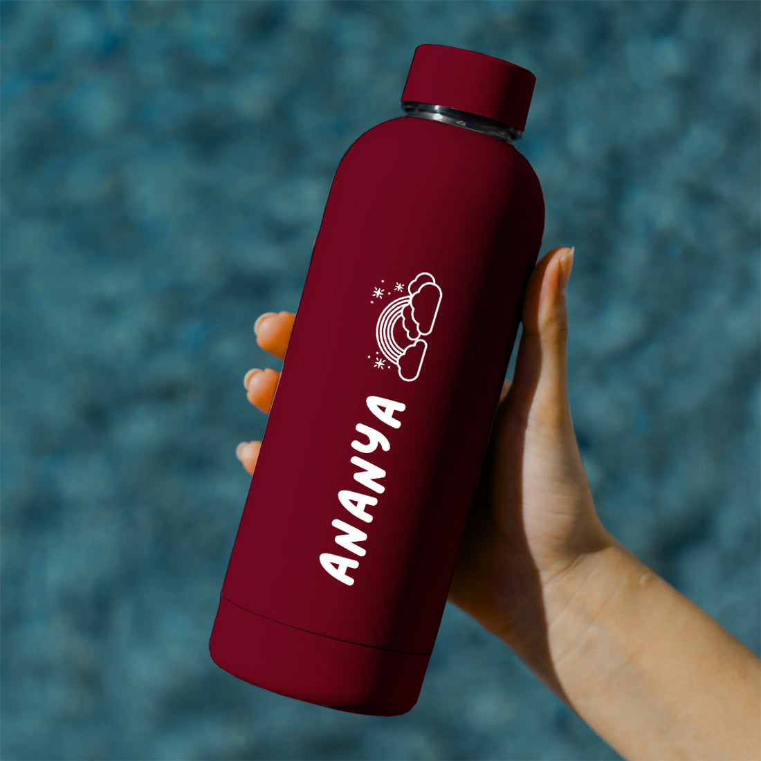 Personalized Stainless Steel Water Bottle for Kids with Rainbow Design – 500ml Double Insulated, Leakproof, BPA-Free Thermos for School, Travel & Home