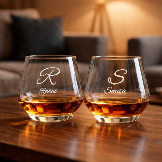 Nutcase Personalized Hexagon Whiskey Glass - Custom Engraved Modern Scotch Glass & Luxury Gift for Men