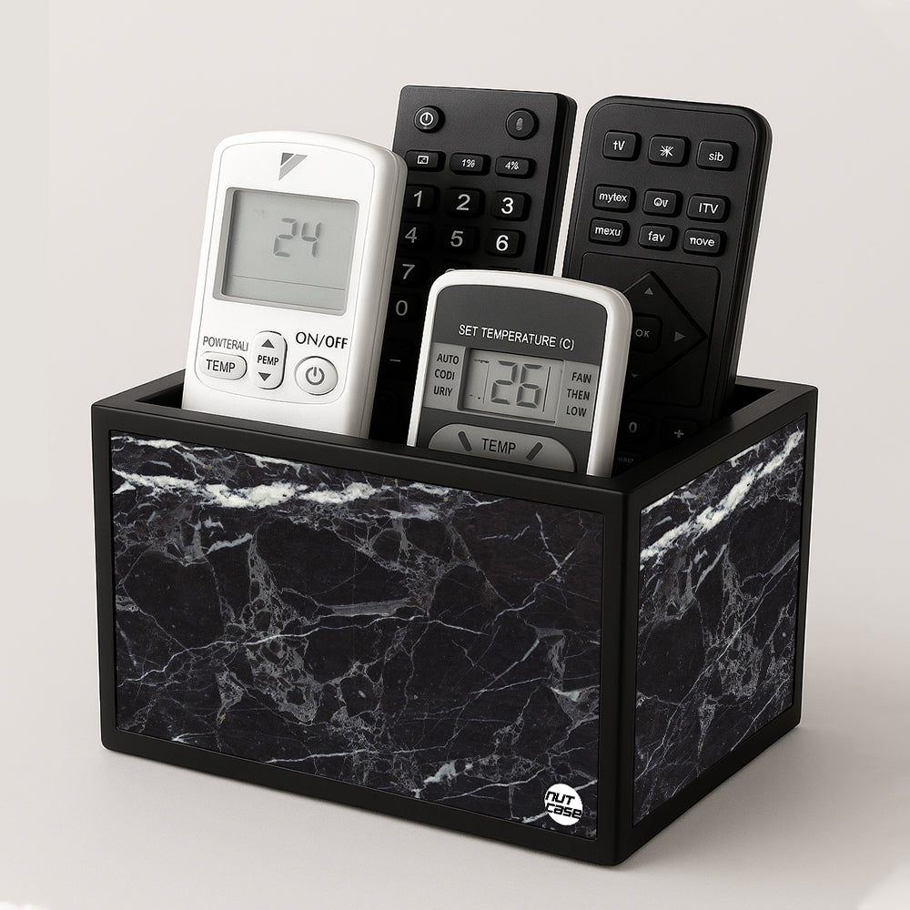 Black Remote Control Holder For TV / AC Remotes -  Marble Black