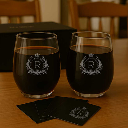 Premium Whiskey Glasses Set Diwali Gift – Personalized Glassware with Playing Cards