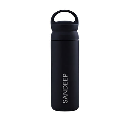 Personalized Insulated Water Bottle - Black Stainless Steel Thermos Bottle 500ml