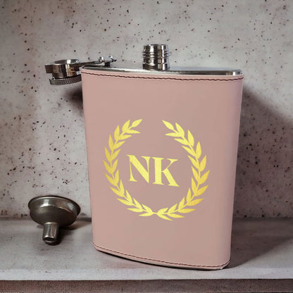 PU Leather Hip Flask With Name