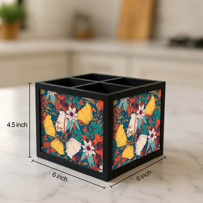 Cutlery Stand Spoon Holder Organizer for Dining Table - Autumn Leaves