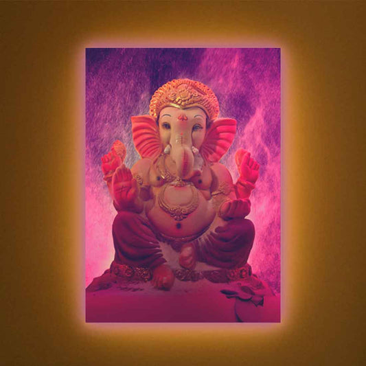 Ganesh Photo Frame with LED Light – Illuminated Acrylic Frame for Mandir & Living Room