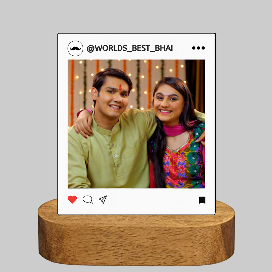 Personalized LED Lamp for Brother – Rakhi Gift 2025 | Unique Raksha Bandhan Gift Idea | Acrylic Night Light with Photo | Table Decor Lamp for Bhai