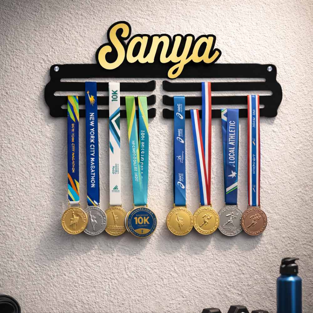 Personalized Medal Hanger with Name for Wall – Premium Medal Display Holder