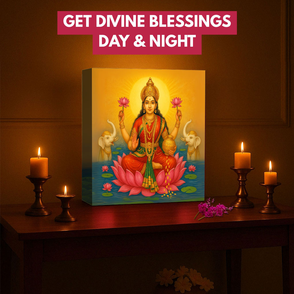 Goddess Laxmi Lamp Divine Light for Home Temple, Table or Wall Décor