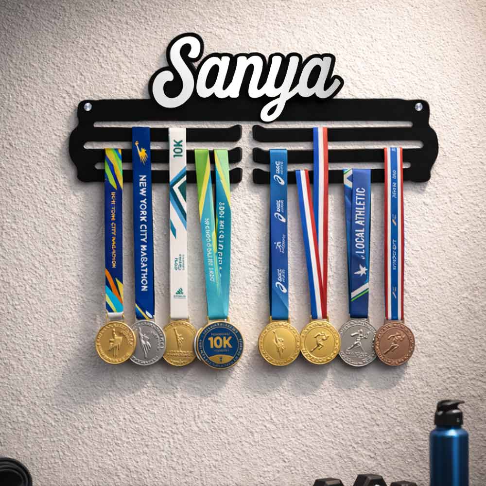 Personalized Medal Hanger with Name for Wall – Premium Medal Display Holder