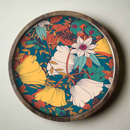 Stylish Serving Platter Tray For Dry Snacks Wooden Tray - Tropical Paradise