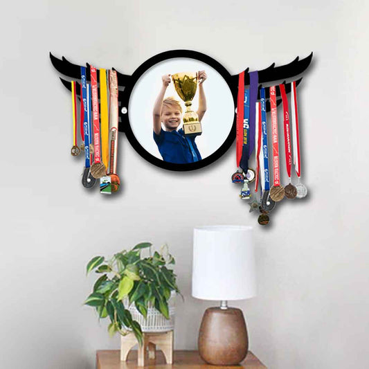 Personalised Medal Hanger with Photo - Metal Medal Organizer