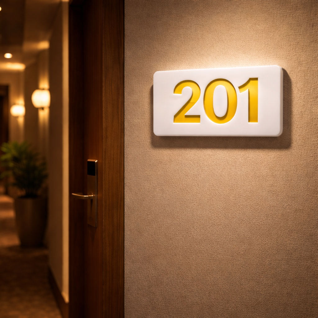 Professional Hotel & Villa Room Number Signs | Durable 3D Acrylic Room Number Board
