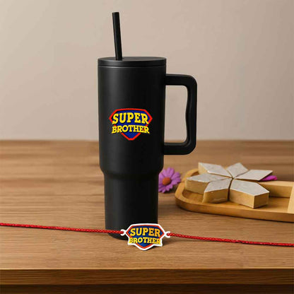 Super Brother Rakshabandhan Gift for Brother – Premium 1200ml Insulated Tumbler with Fun Rakhi