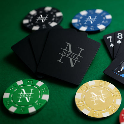 Premium Poker Chips- Personalized Clay Poker Coin with Playing Cards Non-Tearable & Waterproof (100/200/300 in 5 Colors-Colors May Vary)