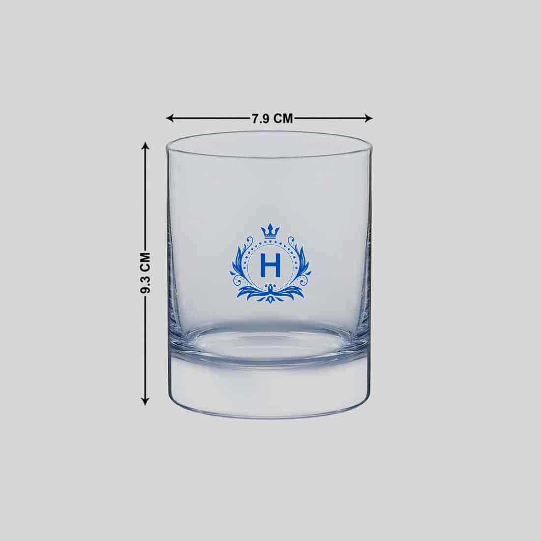 Monogrammed Whiskey Glasses - Personalized Colored Initial Alcohol Glass