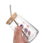 Nutcase Custom Can Shaped Glass with Metal Straw and Wooden Lid