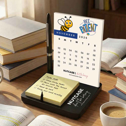 Desk Calendar with Pen Stand (including Pen) and Slot for Post-its (Post Its 1 set Included)