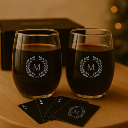Personalized Diwali Gift Set – Premium Glassware with Custom Playing Cards