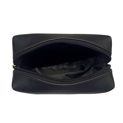 Travel Pouch Organizer with Name - Premium Black Leather Travel Pouch